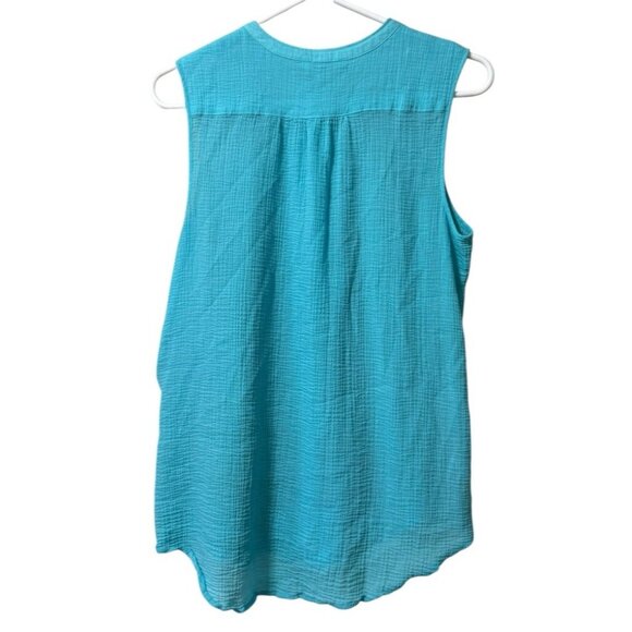 Tommy Bahama Women Size Medium Button Front Lightweight Cotton Sleeveless Sheer - Picture 2 of 9